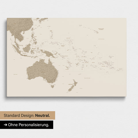 Neutrale Ausführung einer Australien-Karte in Farbe Bronze ohne Personalisierung