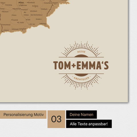 DACH Map TRAVEL® Premium Poster – in 21 colors