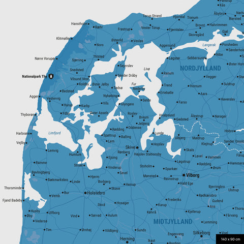 Denmark TRAVEL® Push Pin Map – Ocean Blue