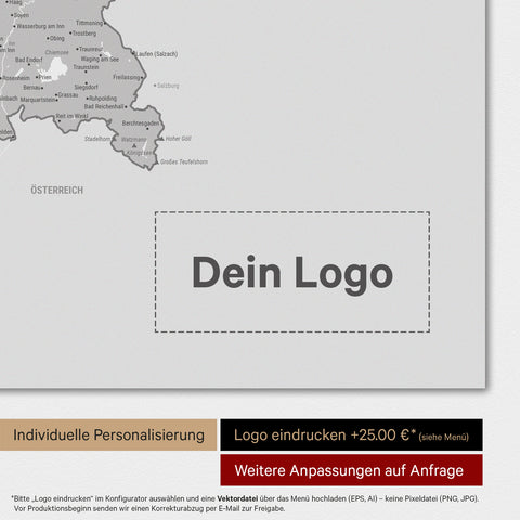 Weltkarte als Deutschland-Karte in Multicolor Gray mit Eindruck eines Firmenlogos