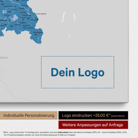 Germany Zip Code Map PLZ® (postal code areas) Push Pin Map – Ocean Blue