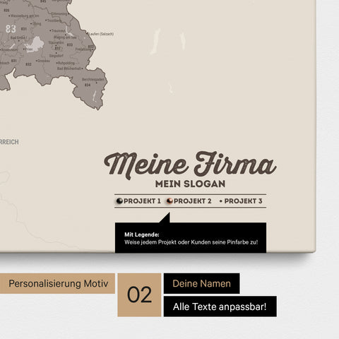 Germany Zip Code Map PLZ® (postal code areas) Push Pin Map – Warmgray