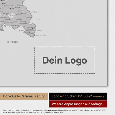 Deutschland-Karte als Poster in Hellgrau mit Eindruck eines Firmenlogos