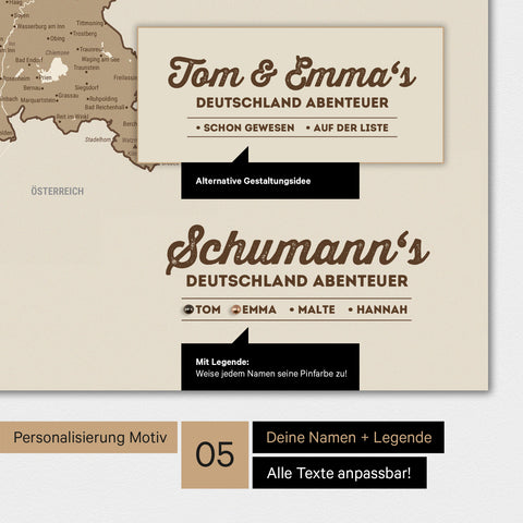 Germany Map TRAVEL® Premium Poster – Multicolor Brown
