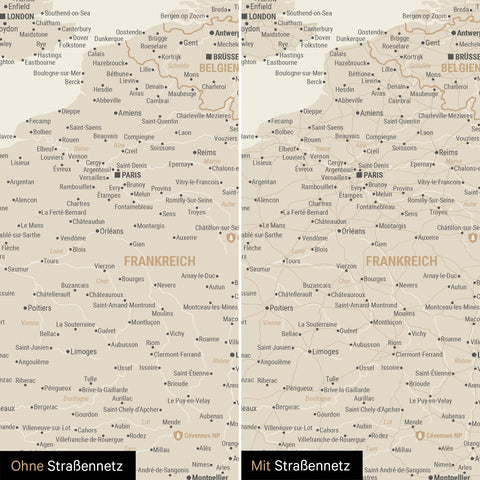 Europe Map TRAVEL® Magnetic Poster – Gold