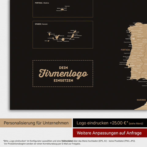 Europe Map TRAVEL® Magnetic Poster – Sonar Black