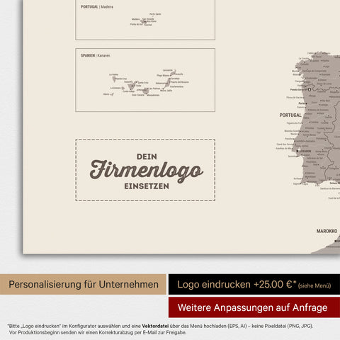 Europe Map TRAVEL® Magnetic Poster – Warmgray (Brown-Gray)