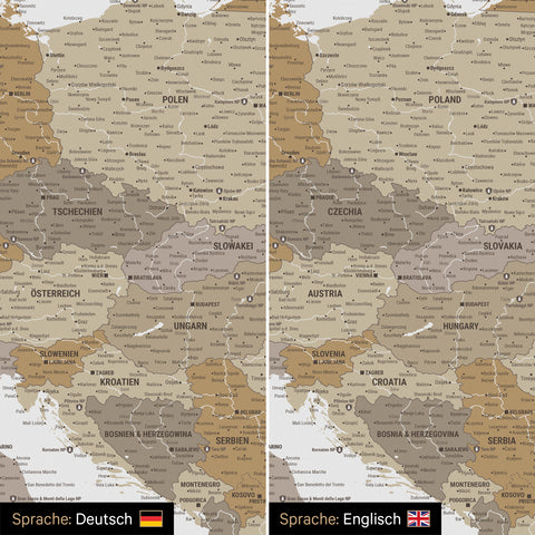 Europe Push Pin Map TRAVEL® – Multicolor Beige