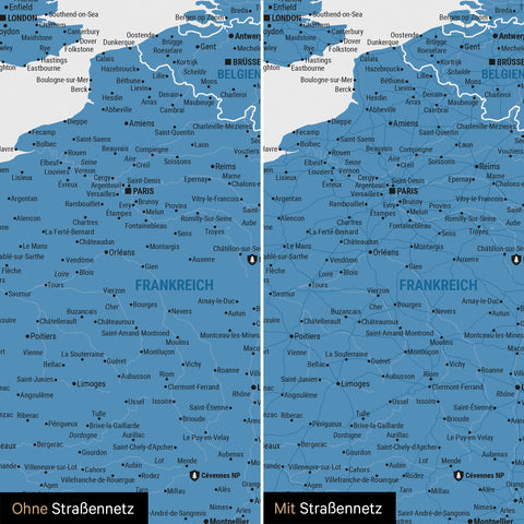 Europe Map TRAVEL® Premium Poster – Ocean Blue