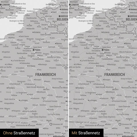 Europe Map TRAVEL® Premium Poster – Coolgray (Light Gray)