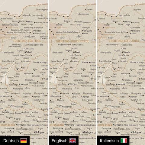 Italy Push Pin Map TRAVEL® – Gold