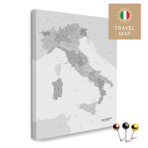 Italy map in the color multicolor gray in a modern, minimalist design as a canvas for pinning trips and places