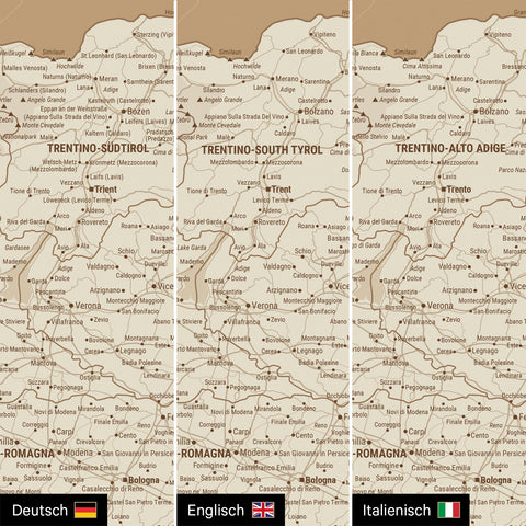 Italy Push Pin Map TRAVEL® – Treasure Gold