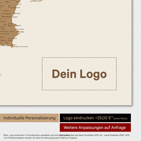 Italien-Karte Poster mit eingedrucktem Firmenlogo