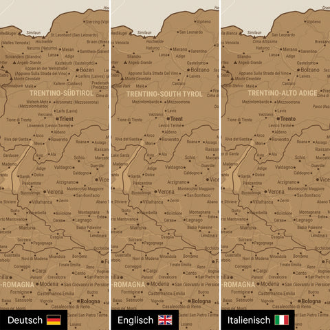 Italy Map TRAVEL® Premium Poster – in 21 Colors