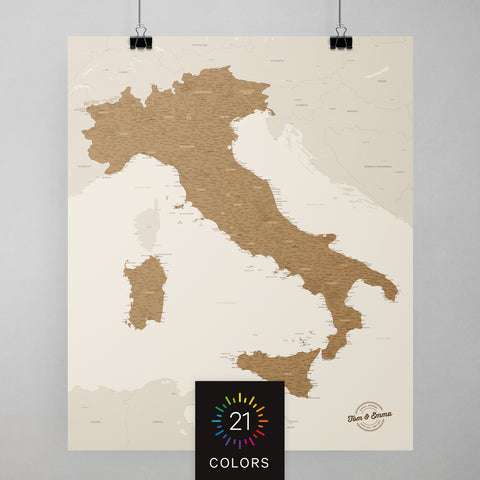 Italien-Karte als Poster zum Pinnen und Markieren von Reisezielen kaufen