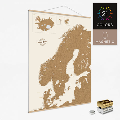 Magentische Skandinavien-Karte in 21 Farben als Magnet-Poster kaufen