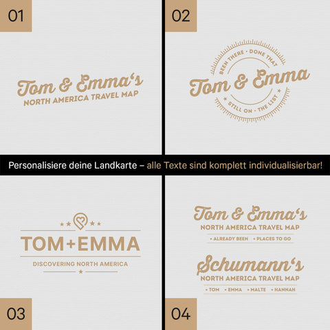 Nordamerika Landkarte mit hohem Detailgrad als Pinnwand Leinwand in Light Gray mit Personalisierung und Eindruck mit deinem Namen