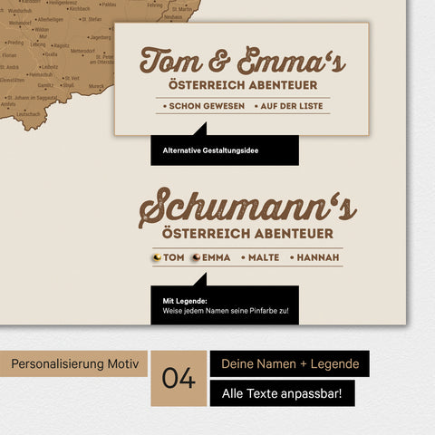 Austria Map TRAVEL® Premium Poster – in 21 colors