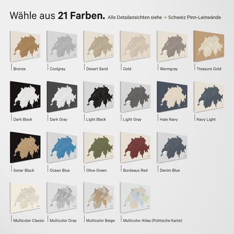Switzerland Map TRAVEL® Premium Poster – in 21 colors