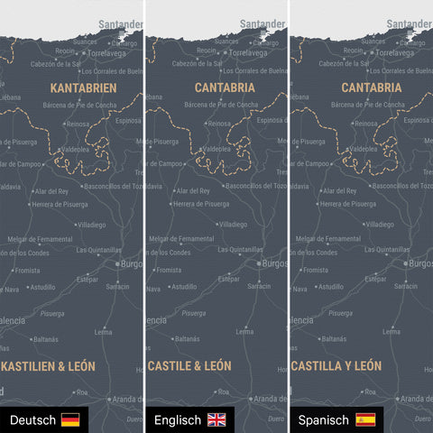 Spain & Portugal Push Pin Map TRAVEL® – Denim Blue