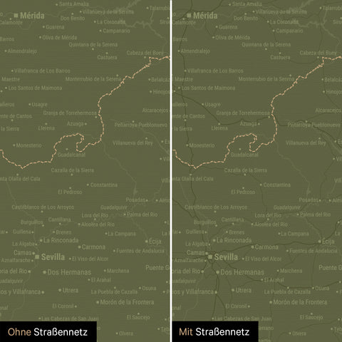 Spain & Portugal Push Pin Map TRAVEL® – Olive Green