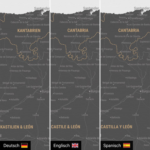 Spain & Portugal Push Pin Map TRAVEL® – Light Gray