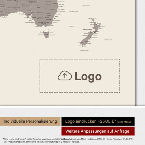 ANTARCTICA® World Map Magnetic Board – Warmgray
