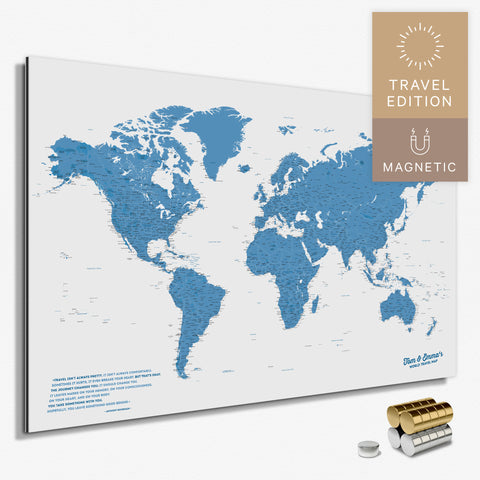 Magnetische Weltkarte in Multicolor Blau als Magnetboard zum Pinnen und Markieren von Reisezielen kaufen