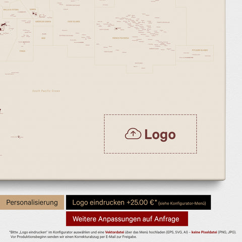 Australia & Oceania Push Pin Map TRAVEL® – Bordeaux Red