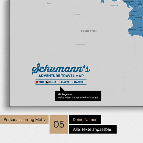 Benelux Push Pin Map TRAVEL® (Pinboard) – Ocean Blue