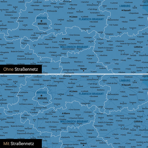 Benelux Push Pin Map TRAVEL® (Pinboard) – Ocean Blue