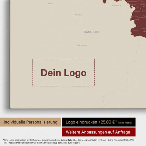 Benelux Push Pin Map TRAVEL® (Pinboard) – Bordeaux Red