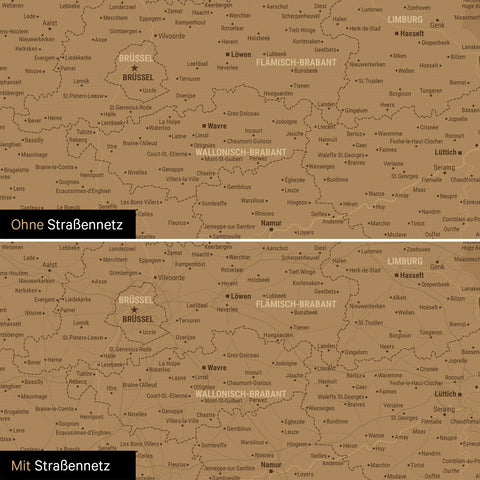 Benelux Push Pin Map TRAVEL® (Pinboard) – Bronze