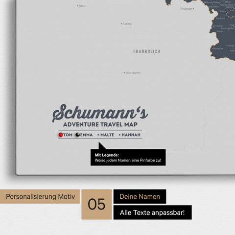 Benelux Push Pin Map TRAVEL® (Pinboard) – Denim Blue