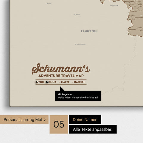 Benelux Push Pin Map TRAVEL® (Pinboard) – Desert Sand