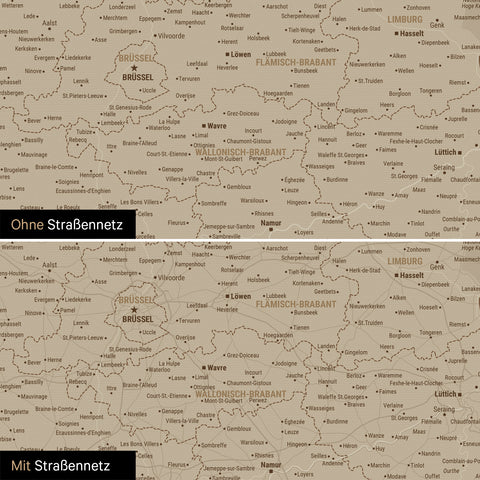 Benelux Push Pin Map TRAVEL® (Pinboard) – Desert Sand