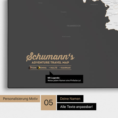 Benelux Push Pin Map TRAVEL® (Pinboard) – Dark Gray