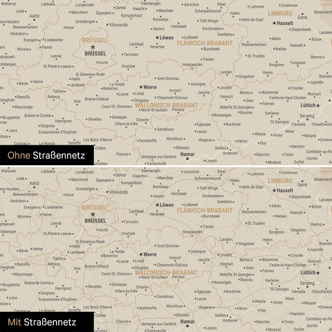 Benelux Push Pin Map TRAVEL® (Pinboard) – Gold