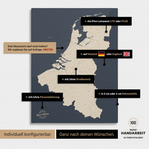 Benelux Push Pin Map TRAVEL® (Pinboard) – Hale Navy