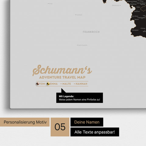 Benelux Push Pin Map TRAVEL® (Pinboard) – Light Black