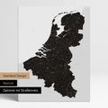 Neutrale Standard Ausführung der detaillierten Benelux-Karte als Pinnwand Leinwand in Light Black ohne Personalisierung