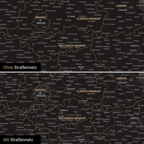 Benelux Push Pin Map TRAVEL® (Pinboard) – Light Black