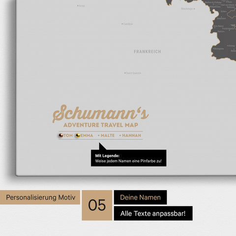 Benelux Push Pin Map TRAVEL® (Pinboard) – Light Gray