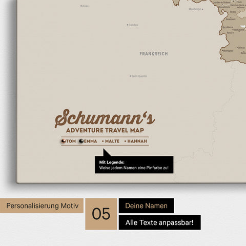 Benelux Push Pin Map TRAVEL® (Pinboard) – Multicolor Beige