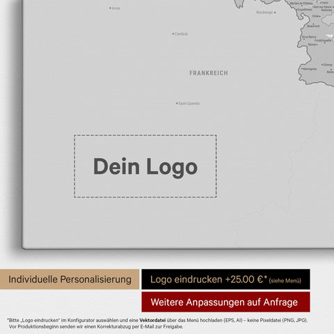 Benelux Push Pin Map TRAVEL® (Pinboard) – Multicolor Gray