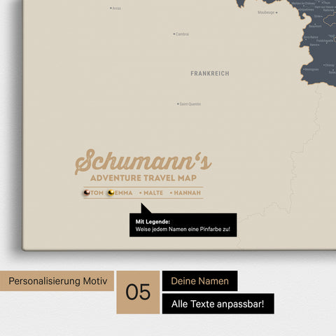 Benelux Push Pin Map TRAVEL® (Pinboard) – Navy Light