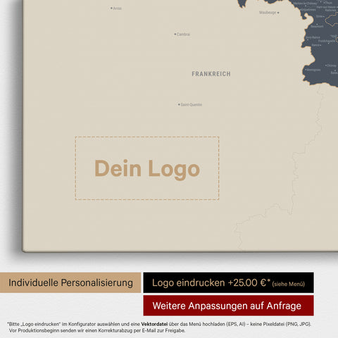 Benelux Push Pin Map TRAVEL® (Pinboard) – Navy Light