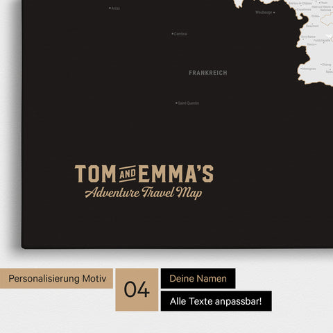 Benelux Push Pin Map TRAVEL® (Pinboard) – Dark Black (Black & White)