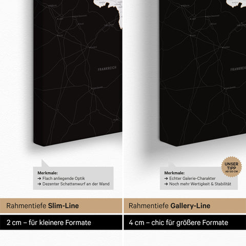 Benelux Push Pin Map TRAVEL® (Pinboard) – Dark Black (Black & White)